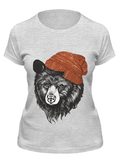Футболка женская Printio Медведь в шапке серая XL