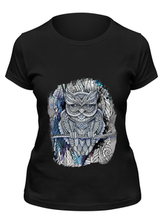 Футболка женская Printio Doodle owl черная XL