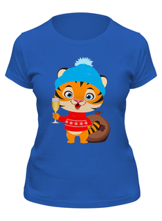 Футболка женская Printio Новогодняя .год тигра синяя 2XL