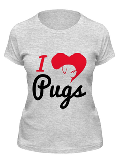 Футболка женская Printio Люблю мопсов серая L