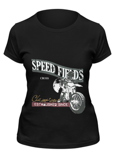 Футболка женская Printio Мото...speed fields... черная XL