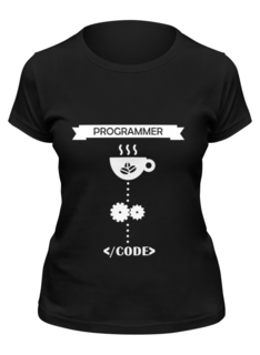 Футболка женская Printio Programmer + coffee черная XL