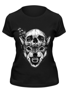 Футболка женская Printio Wolf & skull черная XL