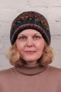 Шапка бини женская Freyja 182 оранжевая/черная/белая, one size