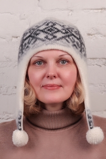 Шапка ушанка женская Freyja 086 белая/серая, one size