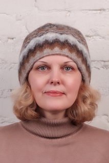 Шапка бини женская Freyja 182 серая/коричневая, one size