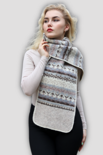 Шарф женский Freyja 912 бежевый/голубой, 120х18 см