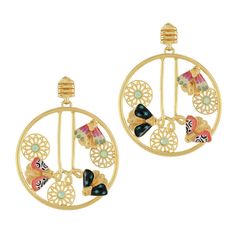 Серьги подвески из бижутерного сплава TARATATA TT-H23-09958-20M, смола/стразы