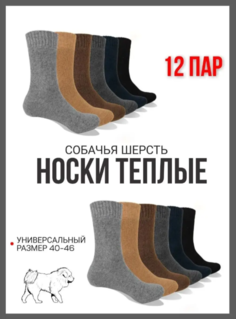 Комплект носков мужских Собачья шерсть в ассортименте 40-46, 12 пар No Brand