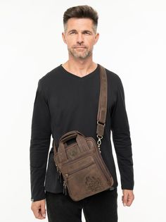 Сумка планшет мужская Великоросс BGCS коричневая крейзи