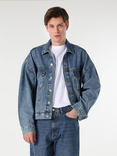 Джинсовая куртка мужская Colins CL1062451_Q1.V1_DN42471 голубая 2XL