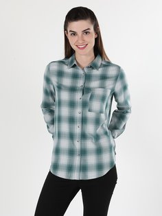 Рубашка женская Colins CL1060881_Q1.V1_GRN зеленая XS
