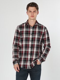Рубашка мужская Colins CL1059714_Q1.V1_BRD бордовая XL