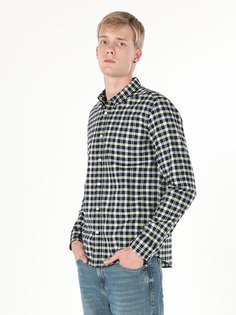 Рубашка мужская Colins CL1059612_Q1.V1_NAV синяя 2XL