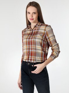 Рубашка женская Colins CL1060010_Q1.V1 коричневая XS