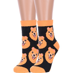 Комплект носков женских Hobby Line 2-Нжмп2242-03-10 черный; оранжевый 36-40, 2 пары