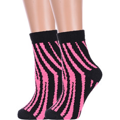 Комплект носков женских Hobby Line 2-Нжмп2271-04 черный; розовый 36-40, 2 пары