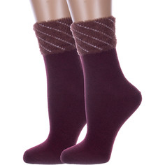 Комплект носков женских Hobby Line 2-Нжпух7809-1 бордовых 36-40, 2 пары