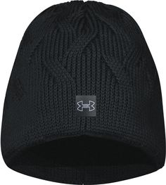 Шапка женская Under Armour Halftime Cable Knit черная, р. 58-60