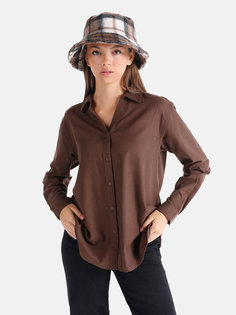 Рубашка женская Colins CL1060252_Q1.V1 коричневая M