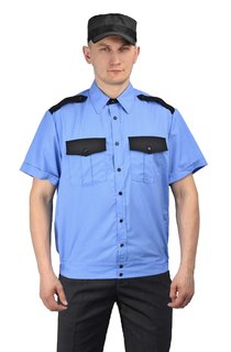 Рубашка рабочая мужская Ursus РУБ505-069 голубой с черным 46 RU, 182-188 см