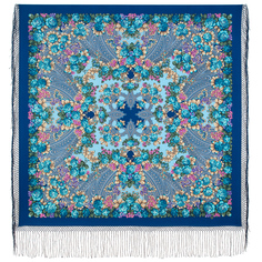 Платок женский Павловопосадский платок 1995 синий, 148х148 см