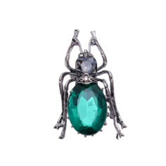 Брошь "Жук", цвет серо-зеленый в черненом серебре Queen Fair