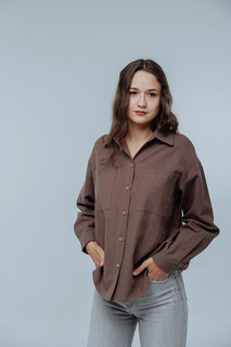 Рубашка женская Kinfolk Clothes оверсайз коричневая L