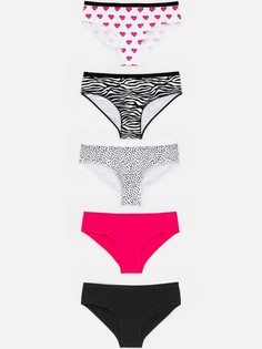 Комплект трусов женских Infinity Lingerie 31204122098 розовый; белый; черный 4XL, 5 шт.