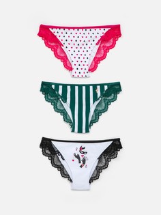 Комплект трусов женских Infinity Lingerie 31204122113 розовый; зеленый; белый 3XL, 3 шт.