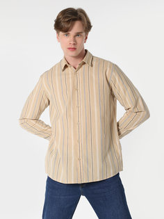 Рубашка мужская Colins CL1063157_Q1.V1 бежевая S