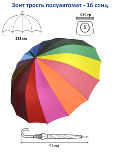Зонт женский Mizu MZ25-16L радуга