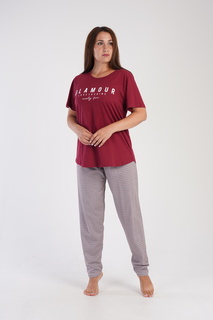 Комплект домашний женский VIENETTA 305193_2067 красный 4XL