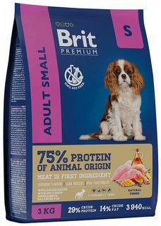 Сухой корм для собак маленьких пород Brit Premium с курицей, 3 шт по 3 кг Brit*