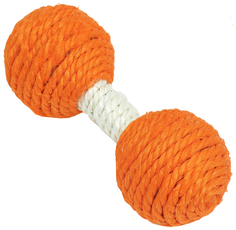 Игрушка для собак Пижон Гантель-погремушка, сизалевая, 11,5 см, оранжевая