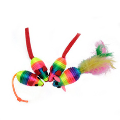 Игрушка для кошек Mascube, мышка с плетеным хвостом, MBV032-8-3