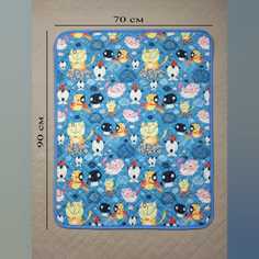 Пеленка для животных МамиРад Котики, многоразовая, голубая, трикотаж, размер 90x70 см