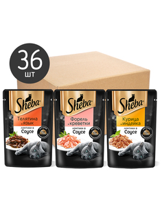 Влажный корм для кошек Sheba набор паучей, 4 вкуса, 36х75 гр.