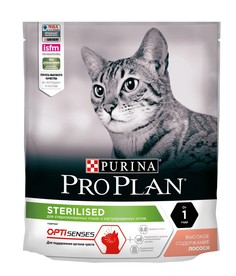 Сухой корм для кошек Purina Pro Plan для стерилизованных, лосось, 400 г
