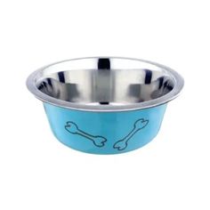 Миска металлическая Homepet Color Косточки голубая 0,45 л