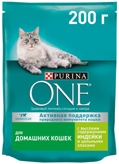 Сухой корм Purina One с индейкой и цельными злаками для кошек 200 г