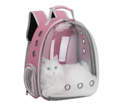 Рюкзак-переноска для животных с панорамным иллюминатором URM розовый No Brand