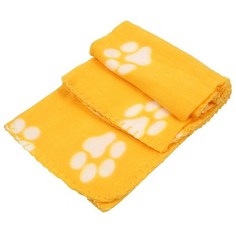 Подстилка - плед для собак и кошек Bentfores Лапки, 40 х 60 см, желтый, белый