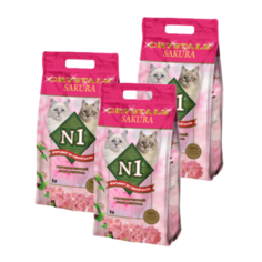 Наполнитель для кошачьего туалета N1 Crystals Sakura силикагелевый, впитывающий, 3шт по 5л