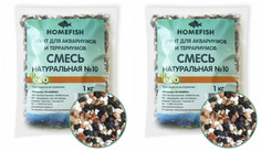Грунт для аквариума Homefish, смесь натуральная, 3-5 мм, 1 кг, 2 шт