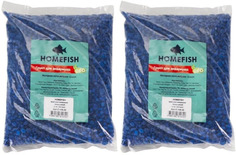 Грунт для аквариума Homefish темно-синий, 3-5 мм, 1 кг, 2 шт