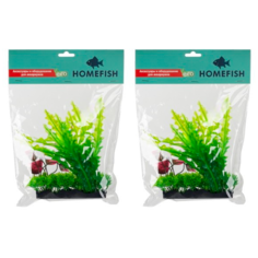 Растение для аквариума Homefish Асплениум и людвигия, пластиковое, с грузом, 17 см, 2 шт