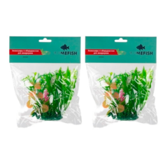 Растение для аквариума Homefish Куркума, пластиковое, с грузом, 11 см, 2 шт