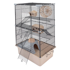 Клетка для грызунов PetTails разборная, 2 дома, миска, бежевая, металл, 42х30хh67 см
