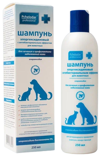 Шампунь для животных Pchelodar, хлоргексидиновый, с антибактериальным эффектом, 250 мл Пчелодар